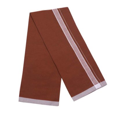 Brown Color Dhoti with White Stripe vshaped