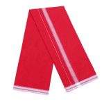 Red Kerala Dhoti with White Fancy border