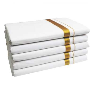 Combed cotton gold jari dhotis set of 5