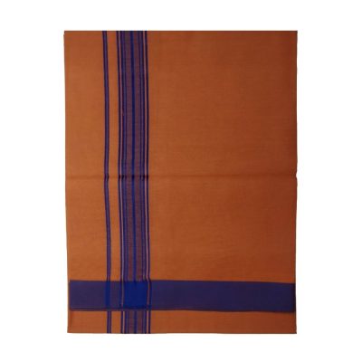 Kavi special cotton Dhoti with blue fancy border top angle 1