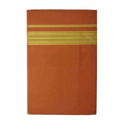 Kavi special cotton Dhoti with yellow fancy border folded 1