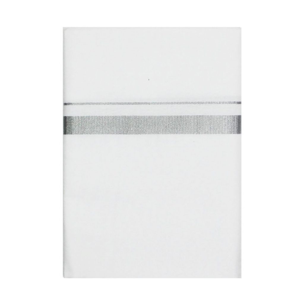 Combed Cotton Silver Zari Border Dhoti Mr.Lungi