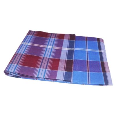 Blue Red and Maroon Box Lungi No 10 Half Folded