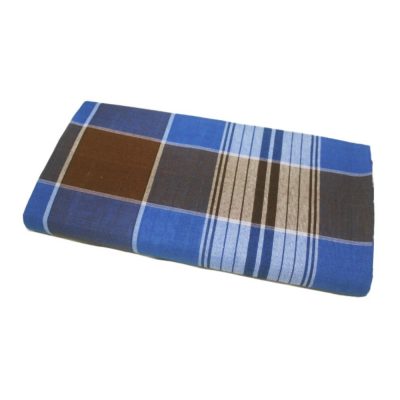 Blue and Brown Small Box Lungi No 2 Foded