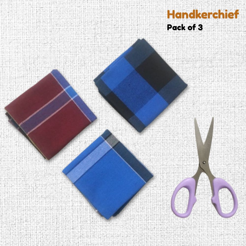 Checked and chess design handkerchief